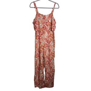 Sason Pink and Coral Floral‎ Jumpsuit Size Large